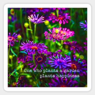 Positive Quote Motivational Happiness Floral Gift Gardeners Sticker